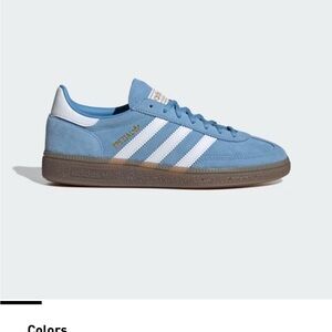 adidas Women’s Light Blue Spezial Suede Sneaker with White Stripes